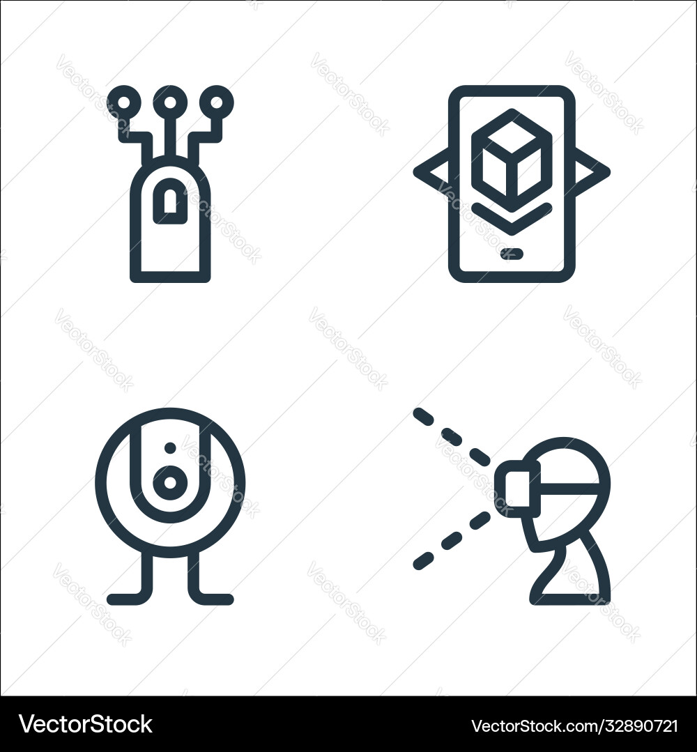 Virtual reality line icons linear set quality Virtual reality line icons linear set quality vector image