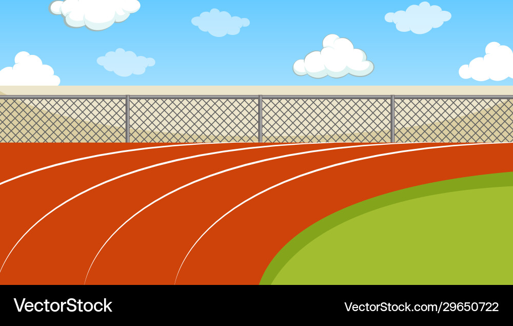 Background scene with running track and green Background scene with running track and green vector image