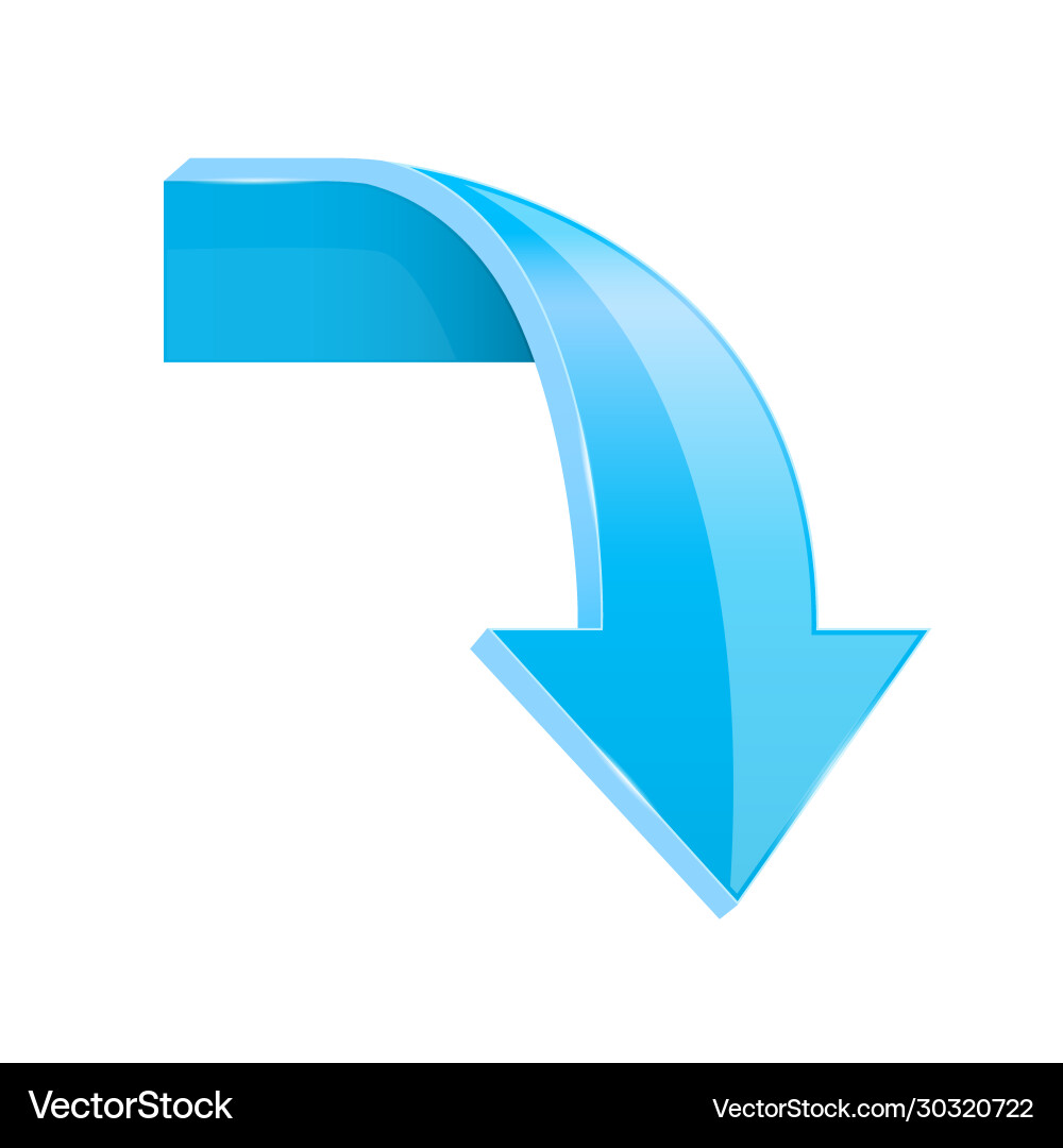 Blue down 3d arrow (30320722) – Royalty-Free Vector | VectorStock, image size:1000x1080