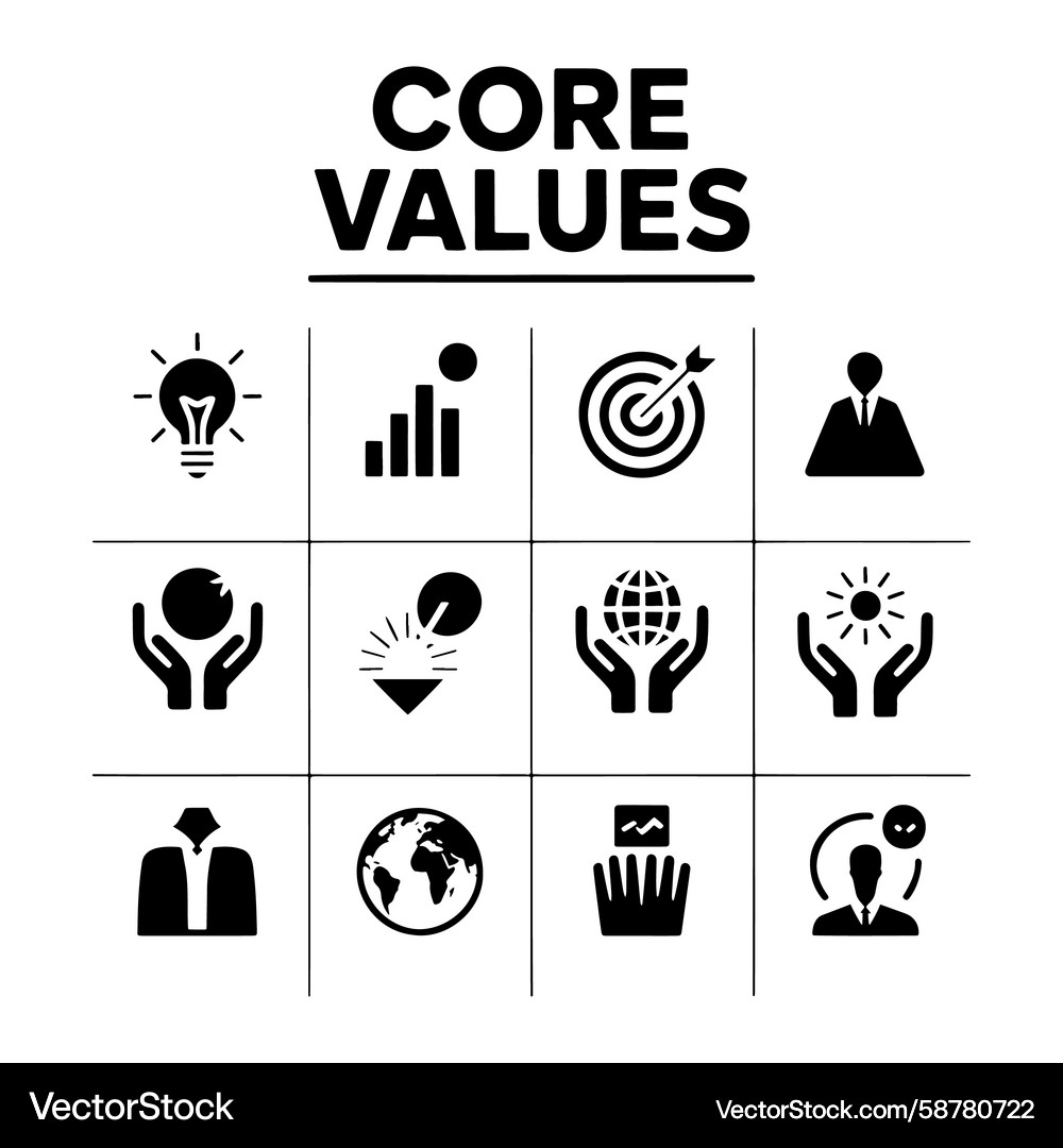 Business Values & Strategy Icons Vector Image