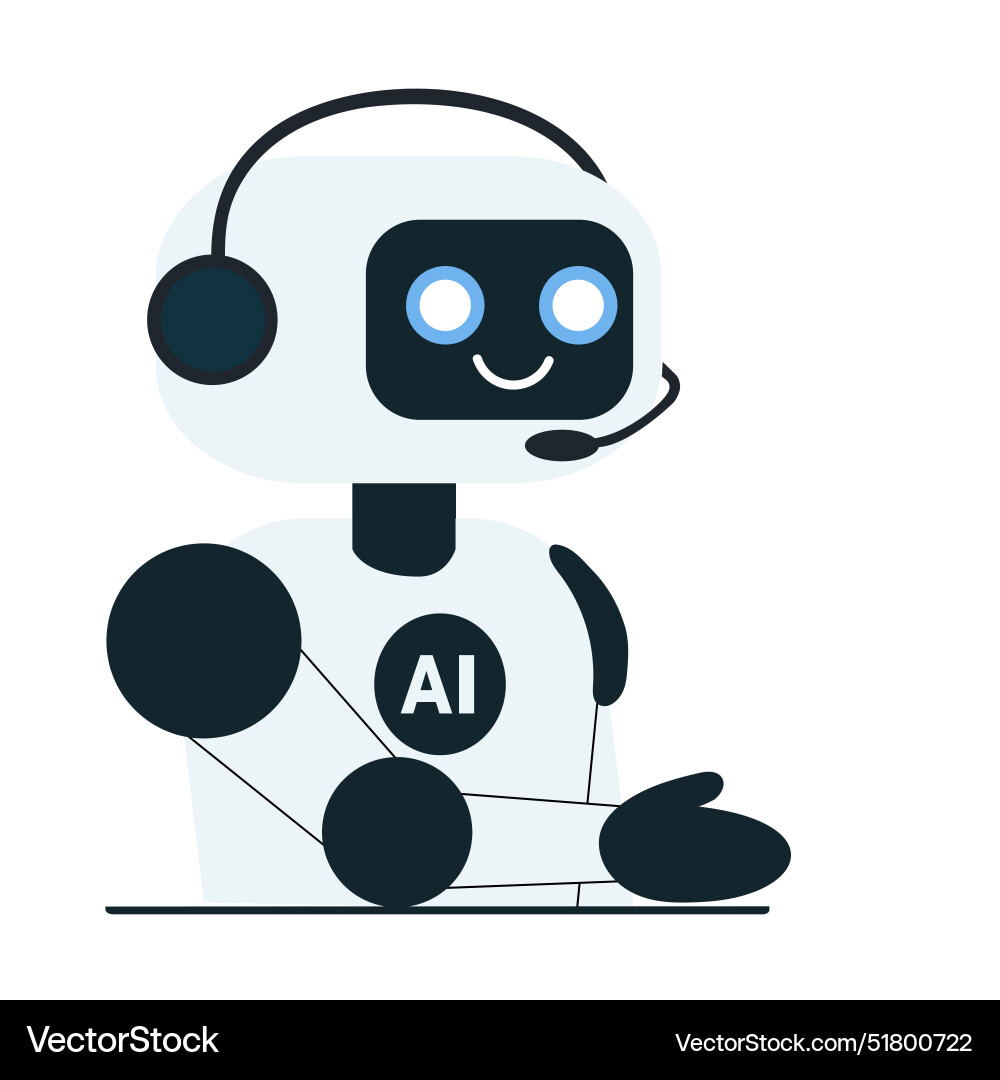 Cute chat bot ai robot extending its hand Cute chat bot ai robot extending its hand vector image