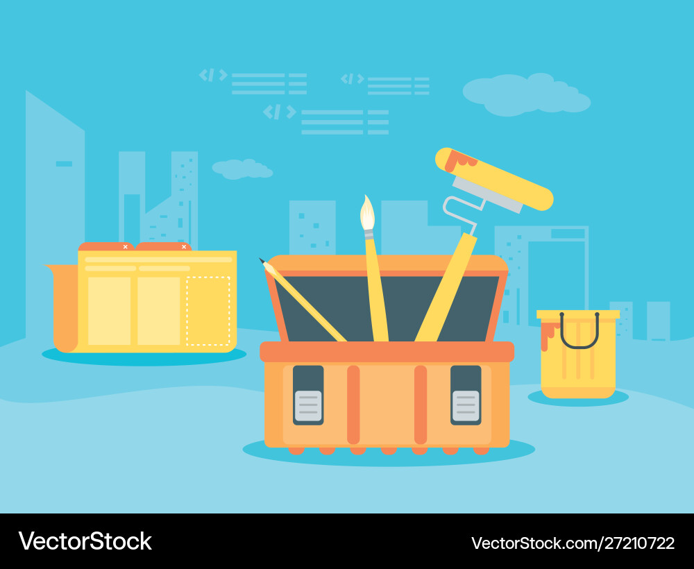 Data folder with webpage under construction Data folder with webpage under construction vector image