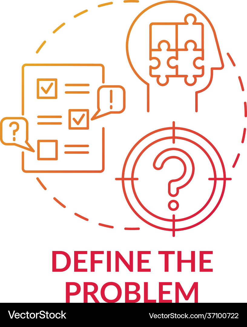Define problem red gradient concept icon Define problem red gradient concept icon vector image