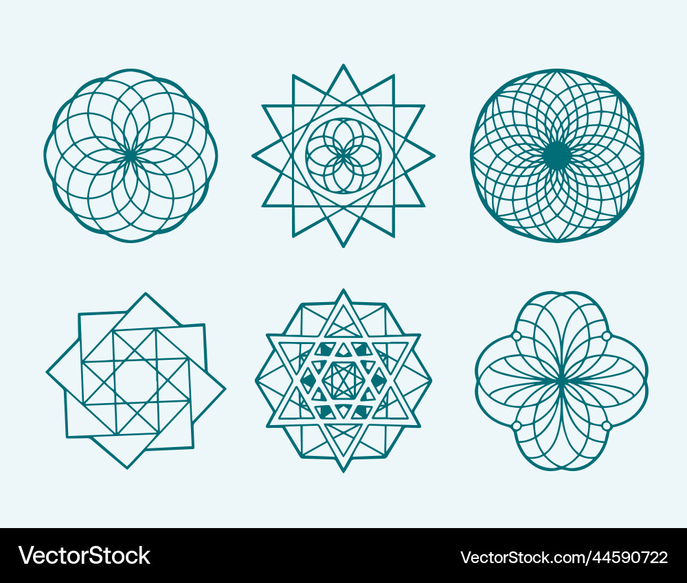 Flat design sacred geometry element set Flat design sacred geometry element set vector image