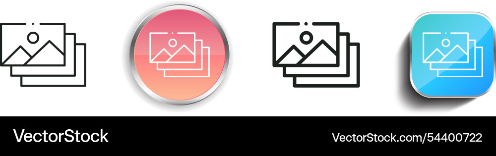 Gallery icon thin linear regular and button style Gallery icon thin linear regular and button style vector image