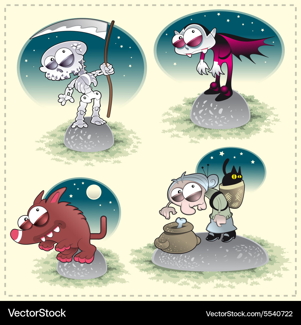Horror family with background Vector Image