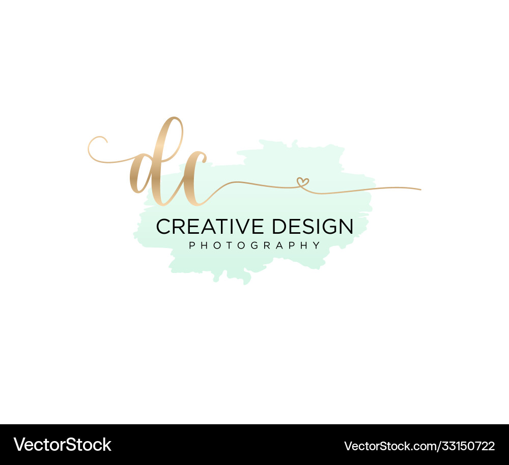 Initial dc handwriting logo with brush template Vector Image