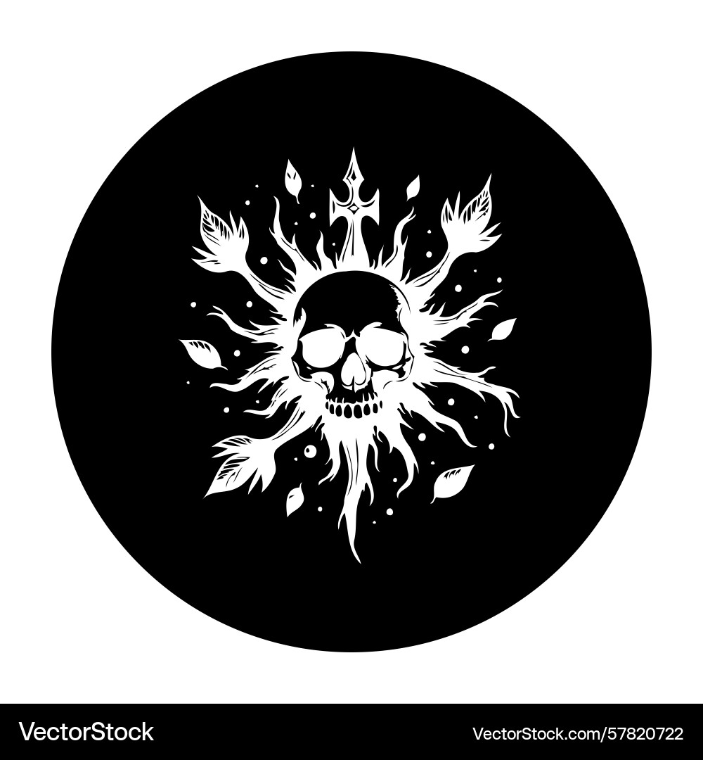 Intricate skull design with botanical elements Vector Image