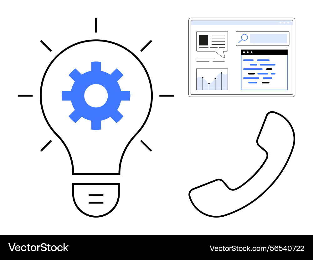 Lightbulb with gear phone receiver and web Lightbulb with gear phone receiver and web vector image