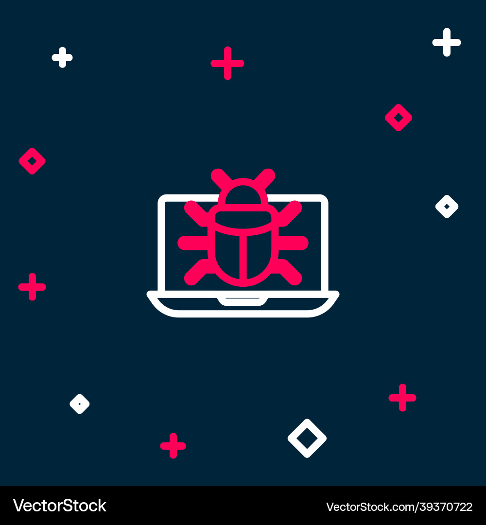 Line system bug on monitor icon isolated blue Line system bug on monitor icon isolated blue Vector Image