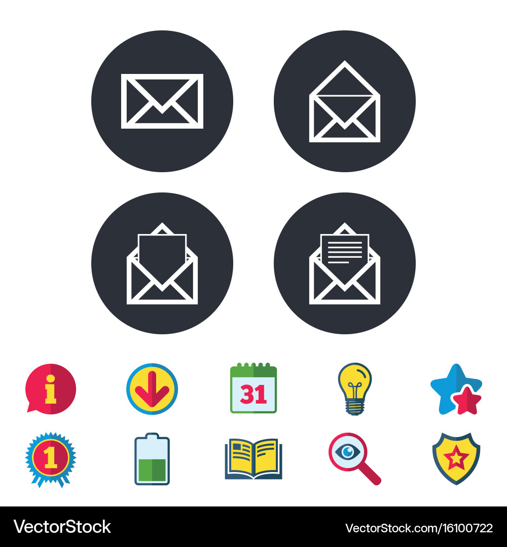 Mail envelope icons message document symbols Vector Image
