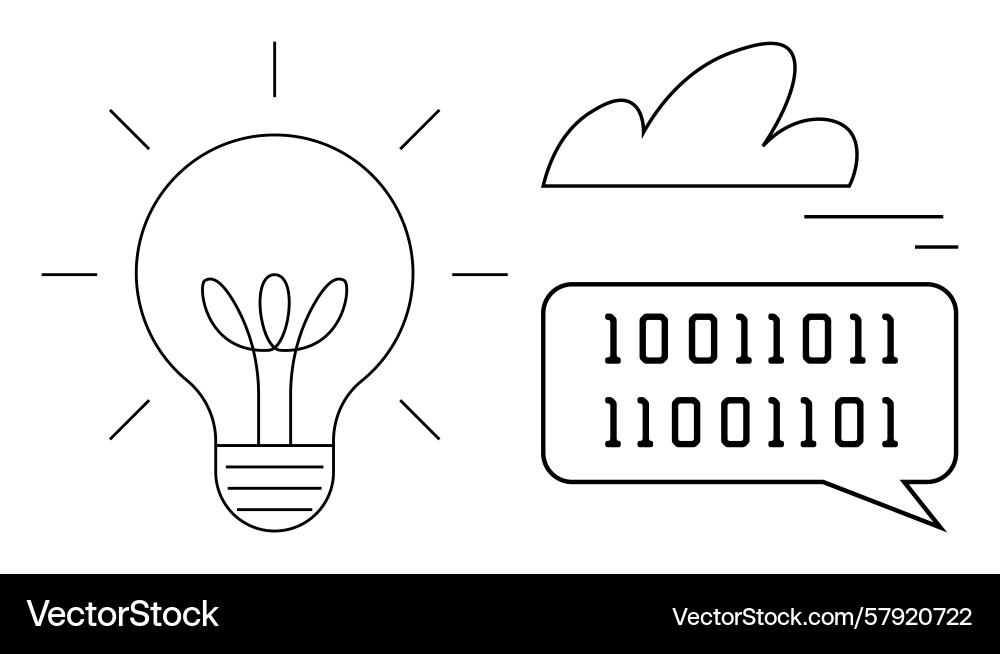 Minimalistic lightbulb with binary code speech Vector Image