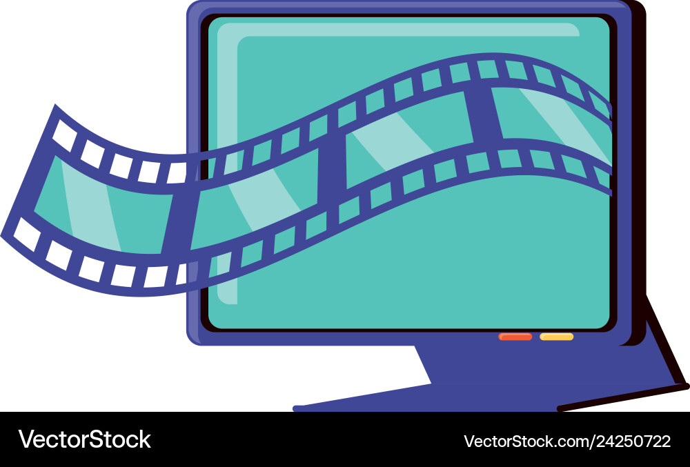 Monitor computer with video tape isolated icon Monitor computer with video tape isolated icon Vector Image