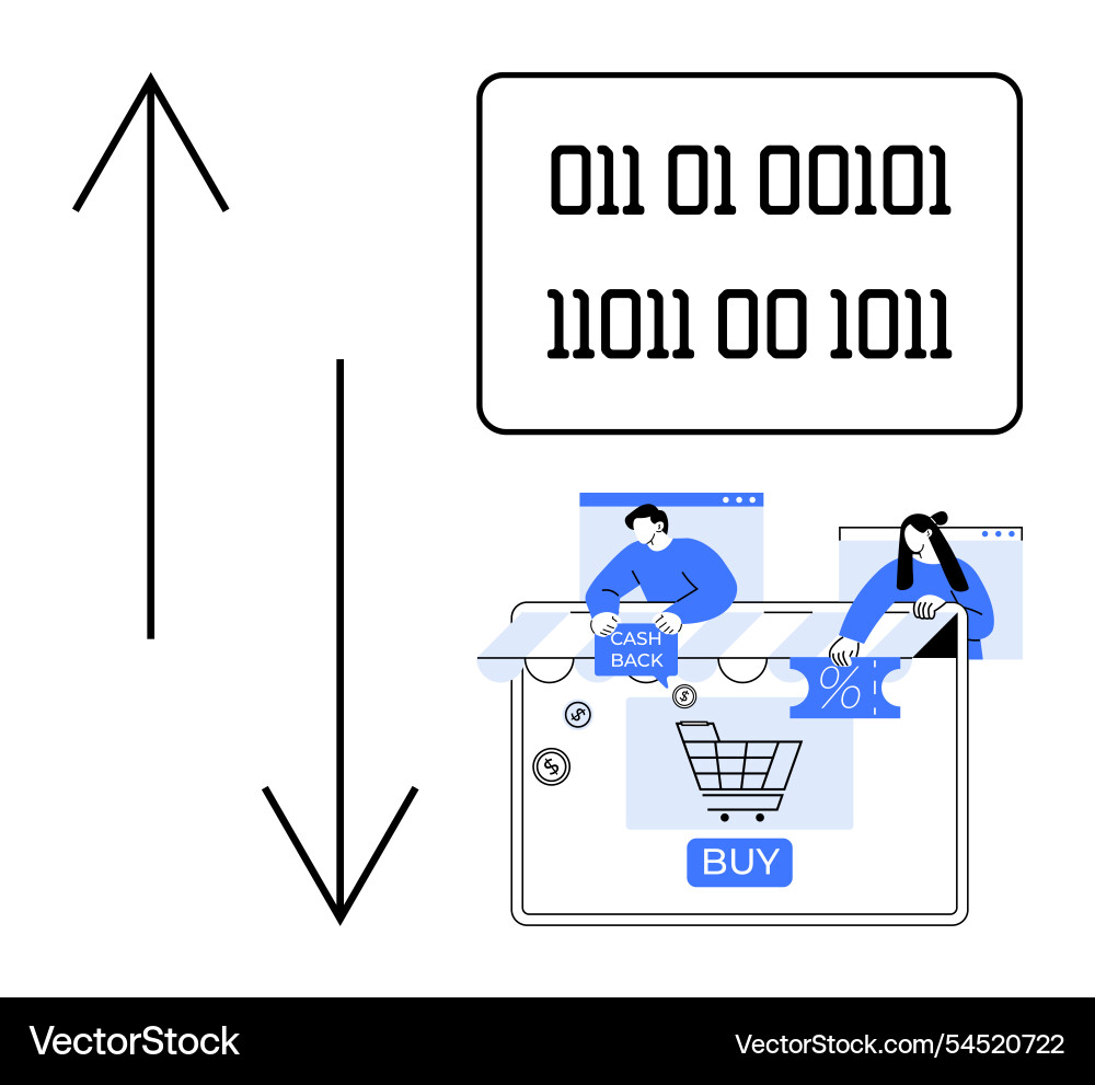 Online shopping with binary code background Online shopping with binary code background vector image