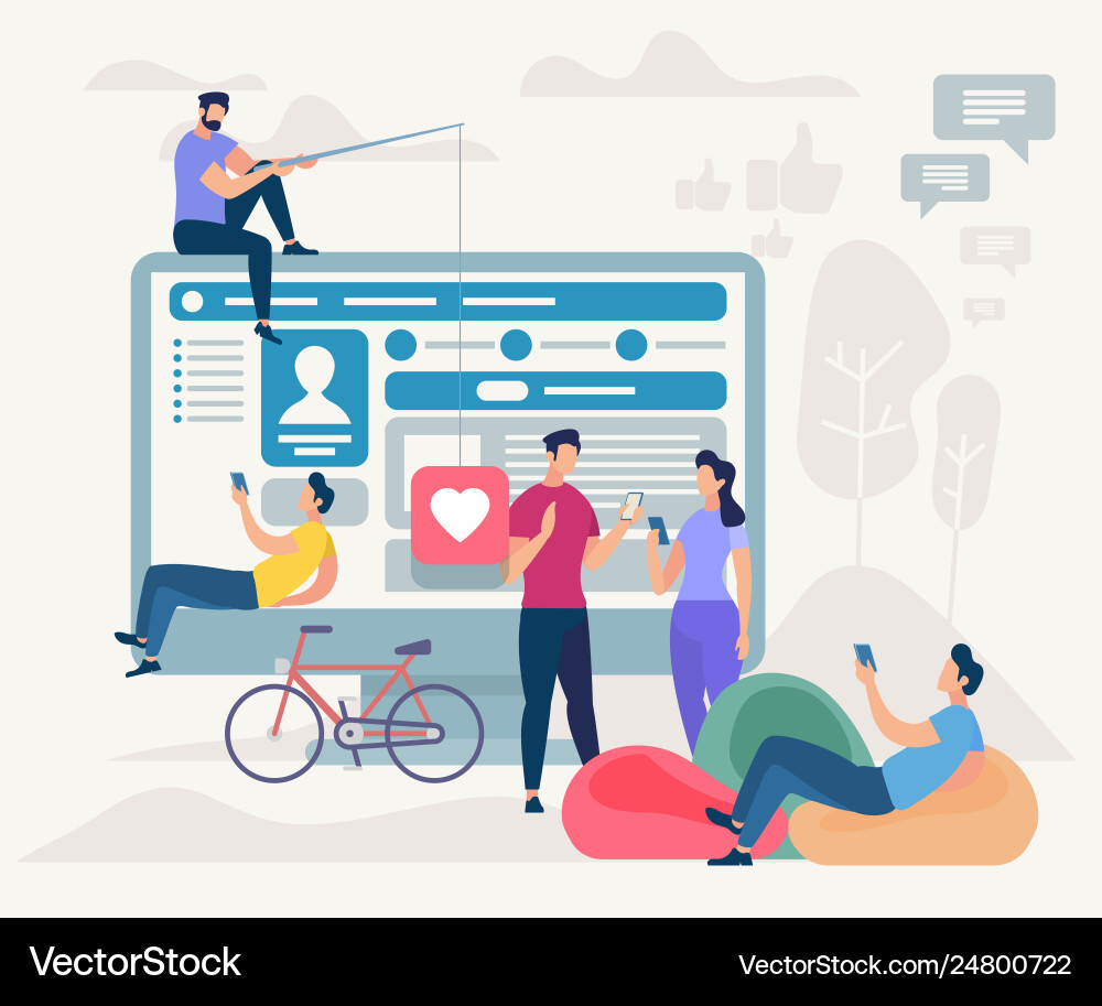 People communicating via internet using mobile app People communicating via internet using mobile app vector image