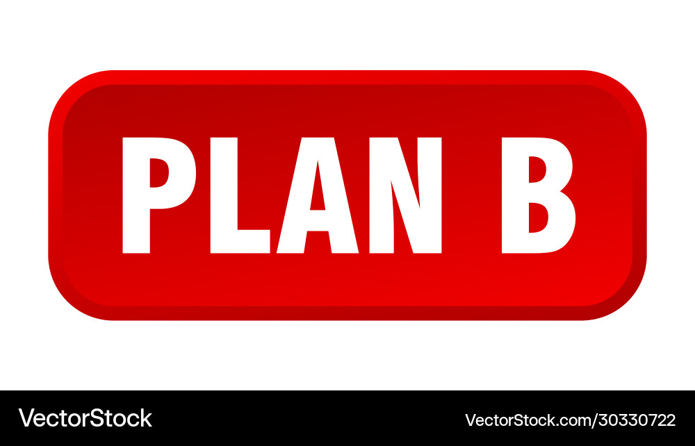 Plan b button square 3d push vector image