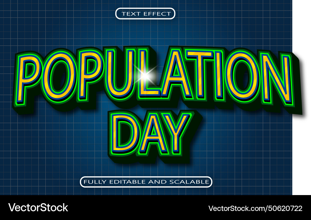 Population day editable text effect 3 dimension Population day editable text effect 3 dimension vector image
