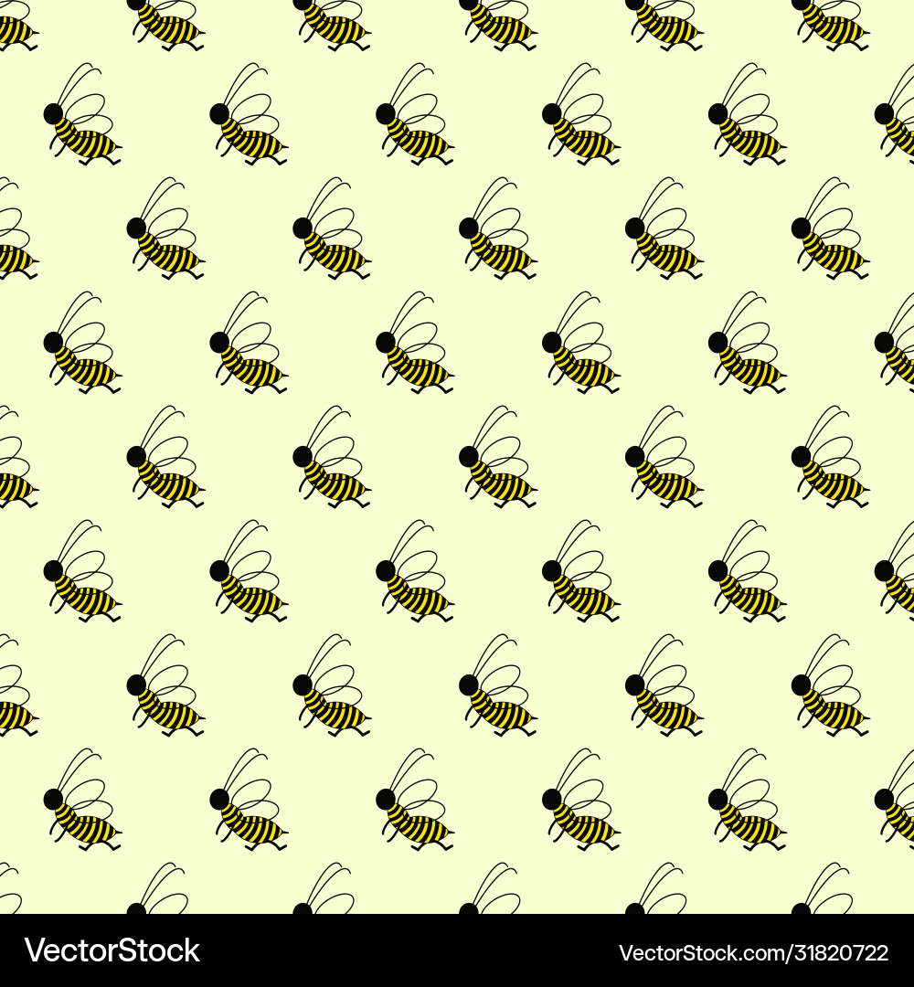 Seamless pattern with a cheerful bee that runs Seamless pattern with a cheerful bee that runs vector image