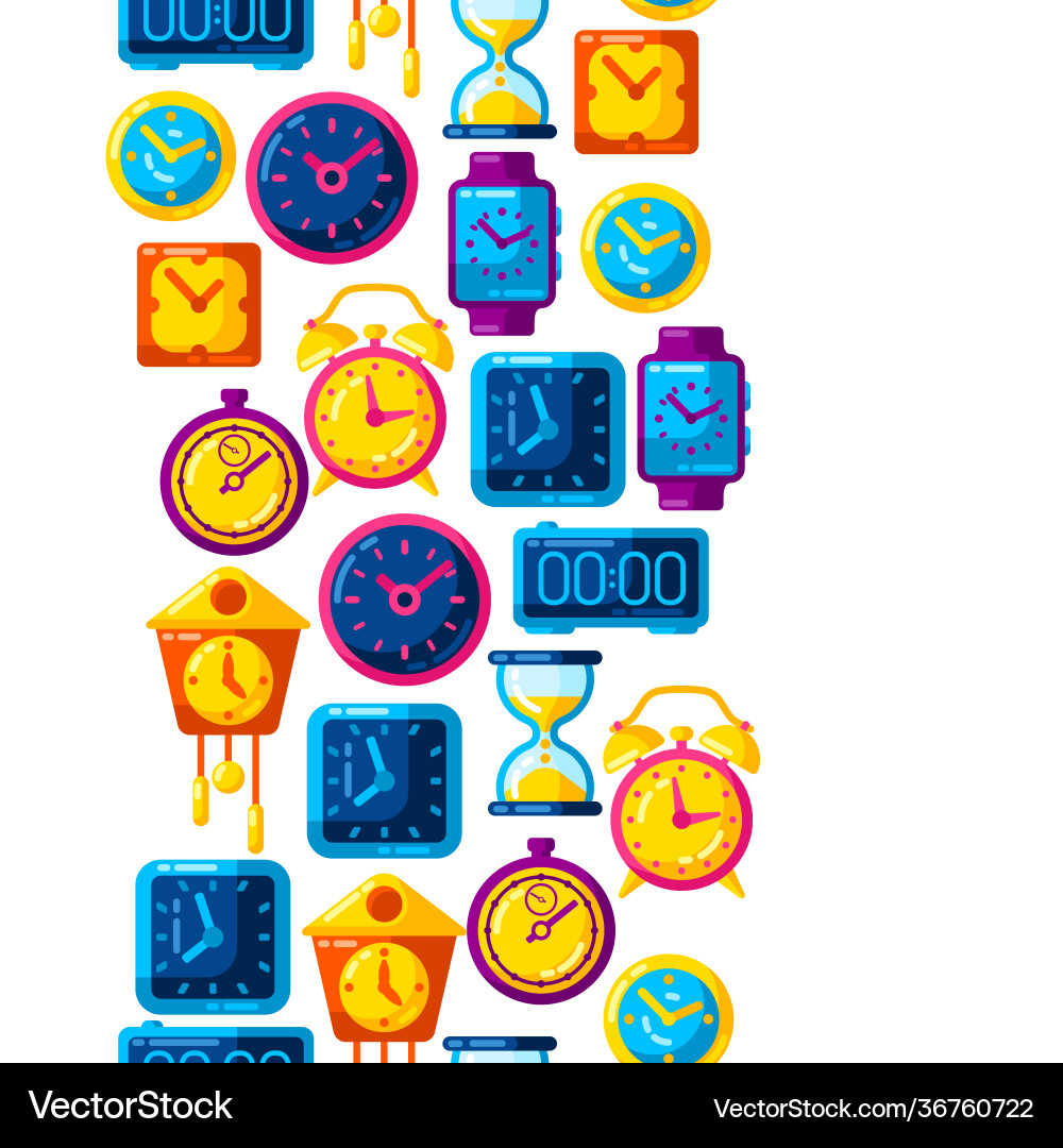 Seamless pattern with different clocks stylized Seamless pattern with different clocks stylized vector image