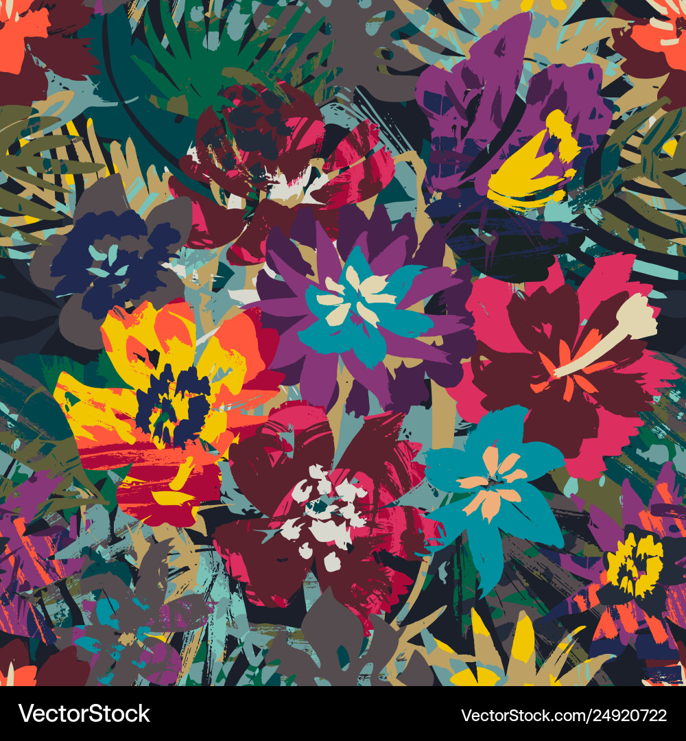 Seamless pattern with tropical plants Royalty Free Vector