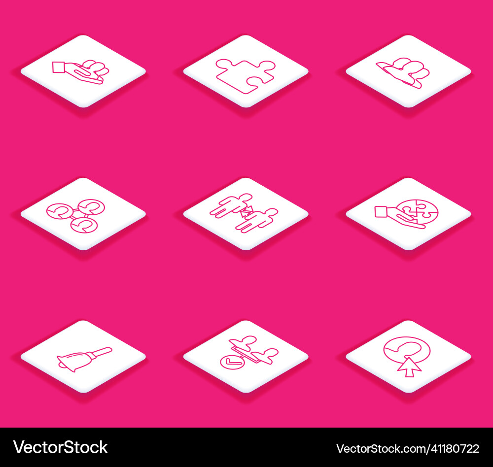 Set line project team base piece of puzzle users Set line project team base piece of puzzle users Vector Image