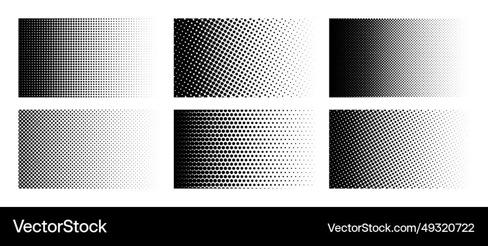 Set of horizontal halftone gradient backgrounds vector image