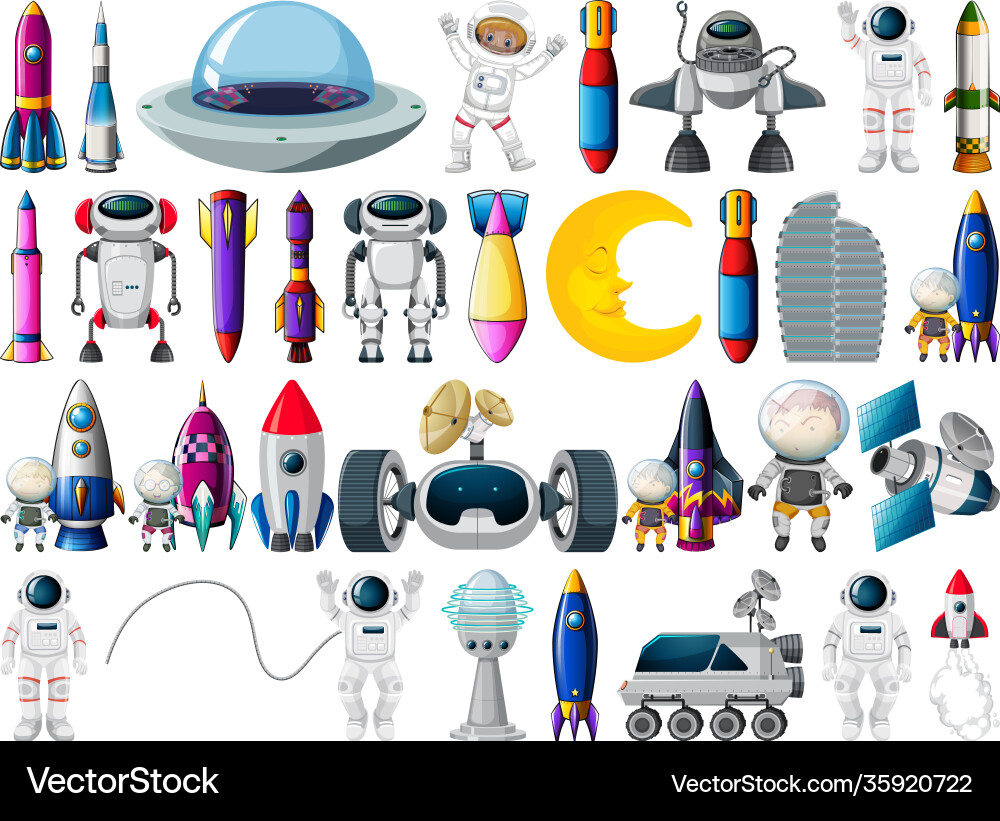 Set space objects and elements isolated Set space objects and elements isolated vector image