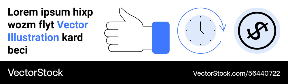 Thumbs up gesture clock with arrows and currency Thumbs up gesture clock with arrows and currency vector image