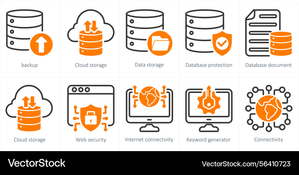 A set of 5 seo icons as backup storage data vector image