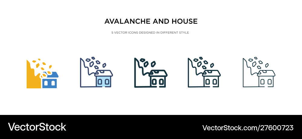 Avalanche and house icon in different style two Avalanche and house icon in different style two vector image