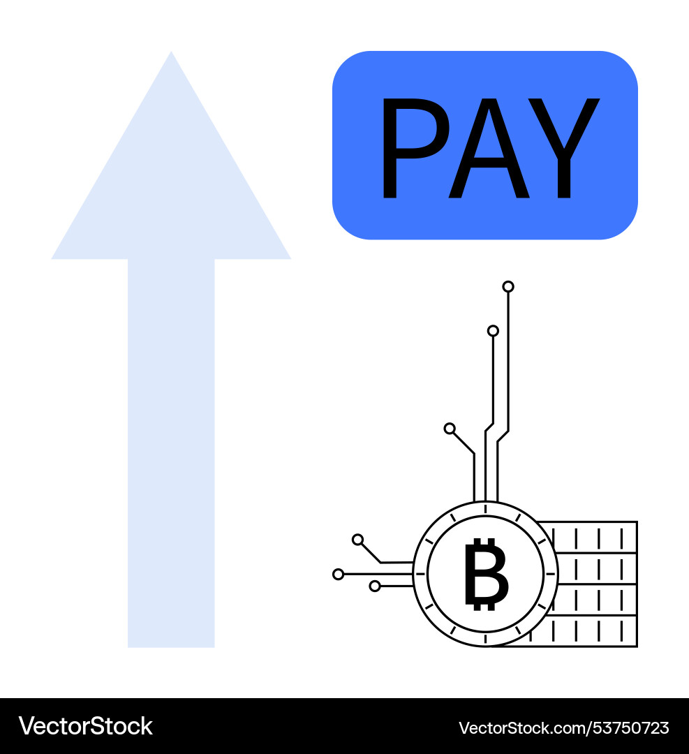 Bitcoin payment symbol with upward arrow indicator Vector Image
