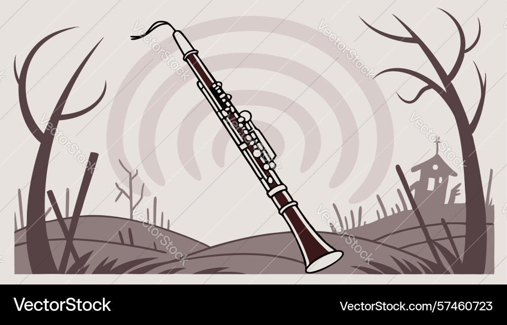 Clarinet with abstract swirls and patterns vector image