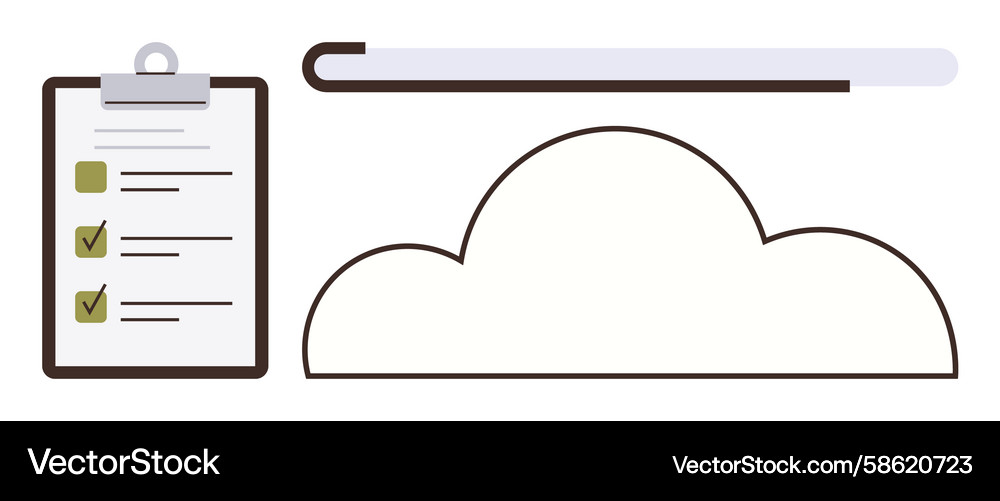 Cloud Storage Progress & Task Management Vector Image