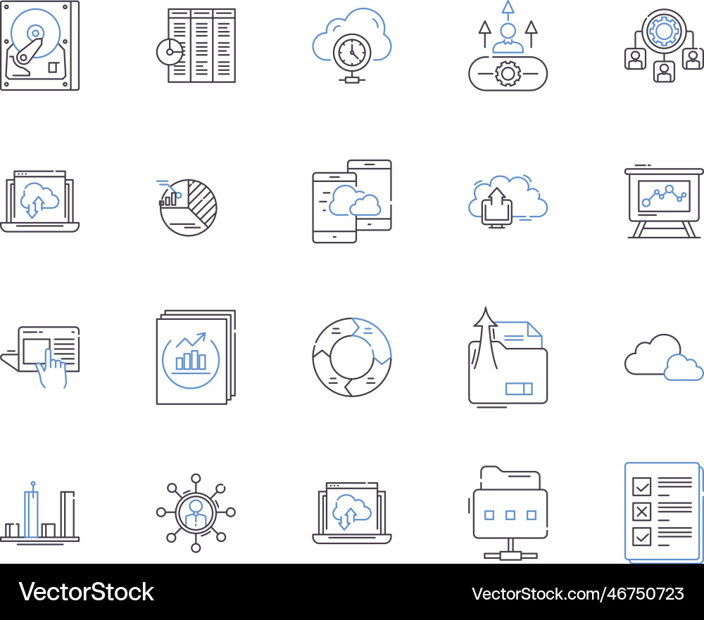 Data and computer outline icons collection Data and computer outline icons collection vector image