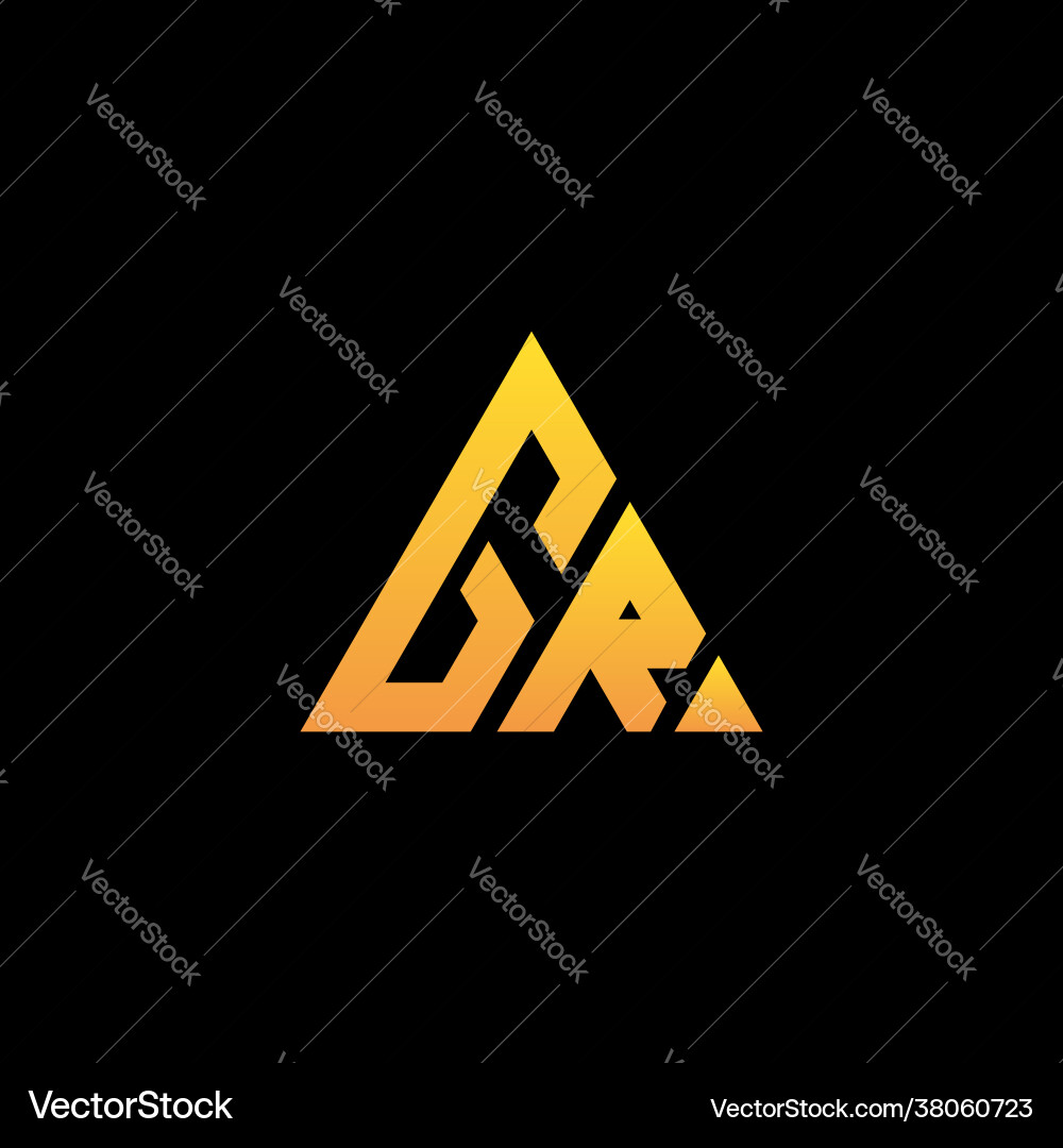 G r monogram initial logo with a yellow triangle G r monogram initial logo with a yellow triangle vector image