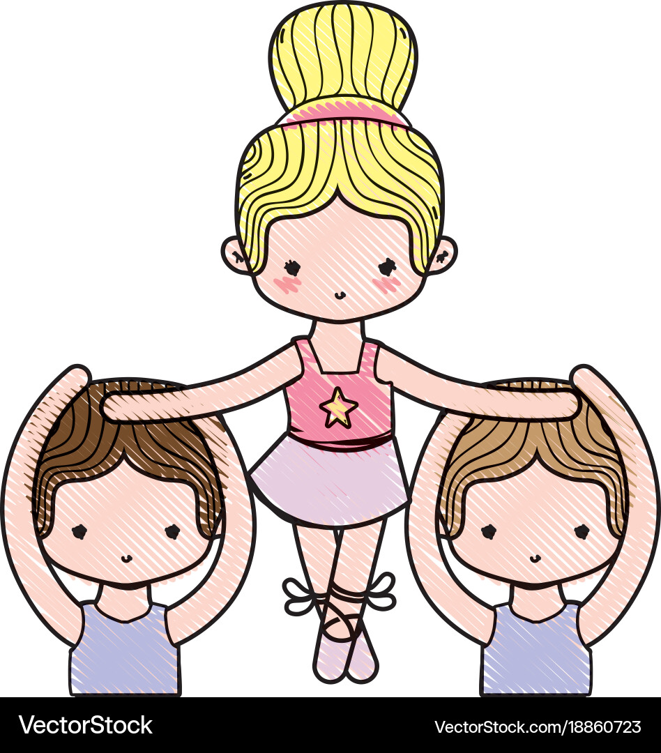 Grated group dancing and practice performance Vector Image