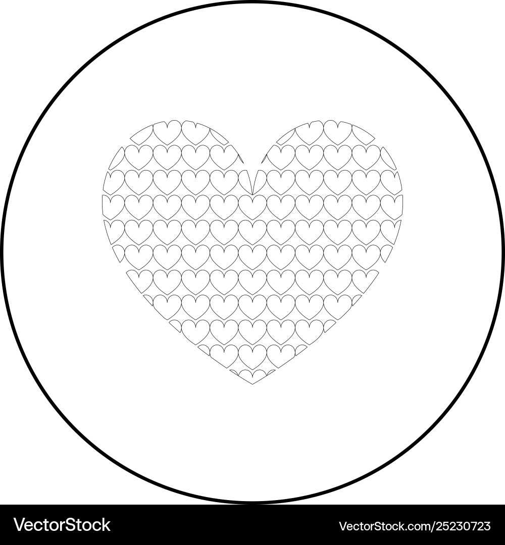 Heart with hearts inside pattern in Heart with hearts inside pattern in Vector Image