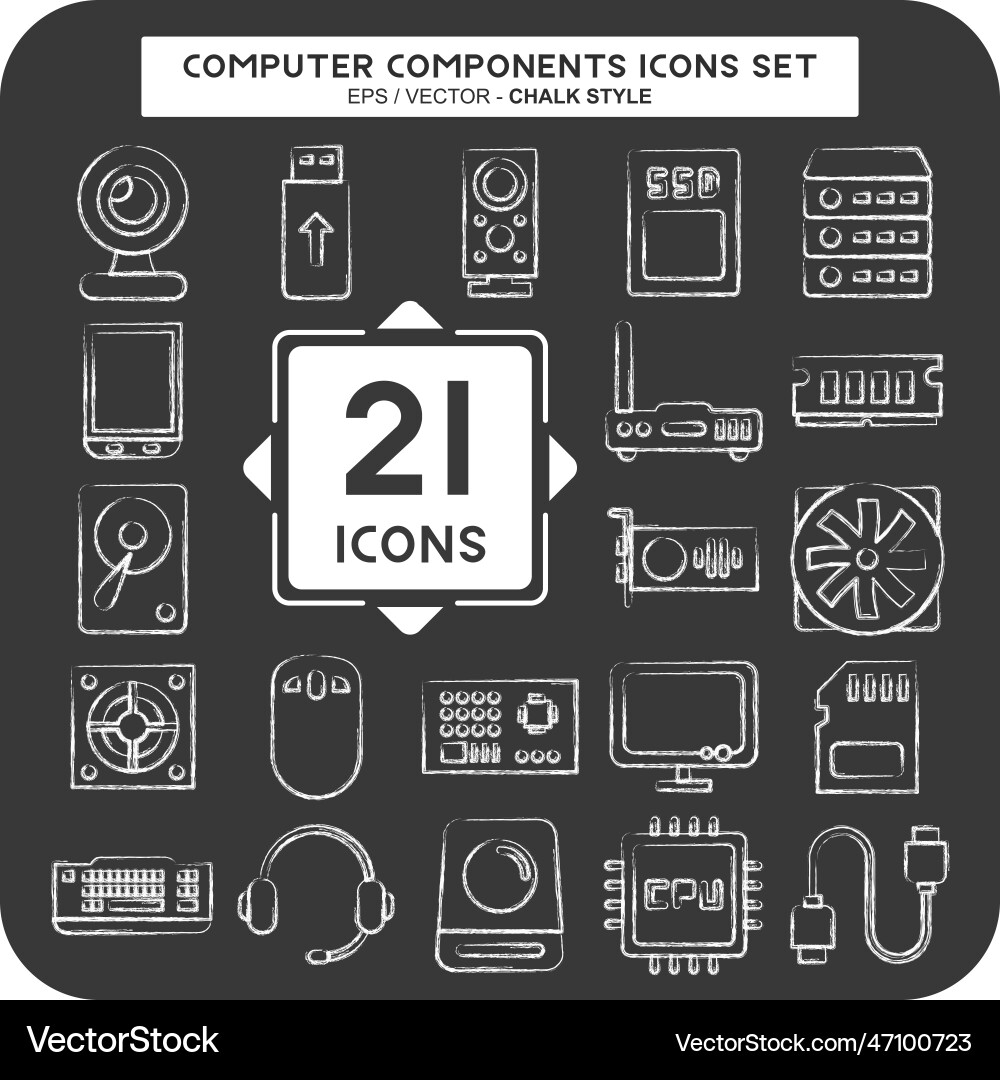 Icon set computer components suitable Icon set computer components suitable Vector Image