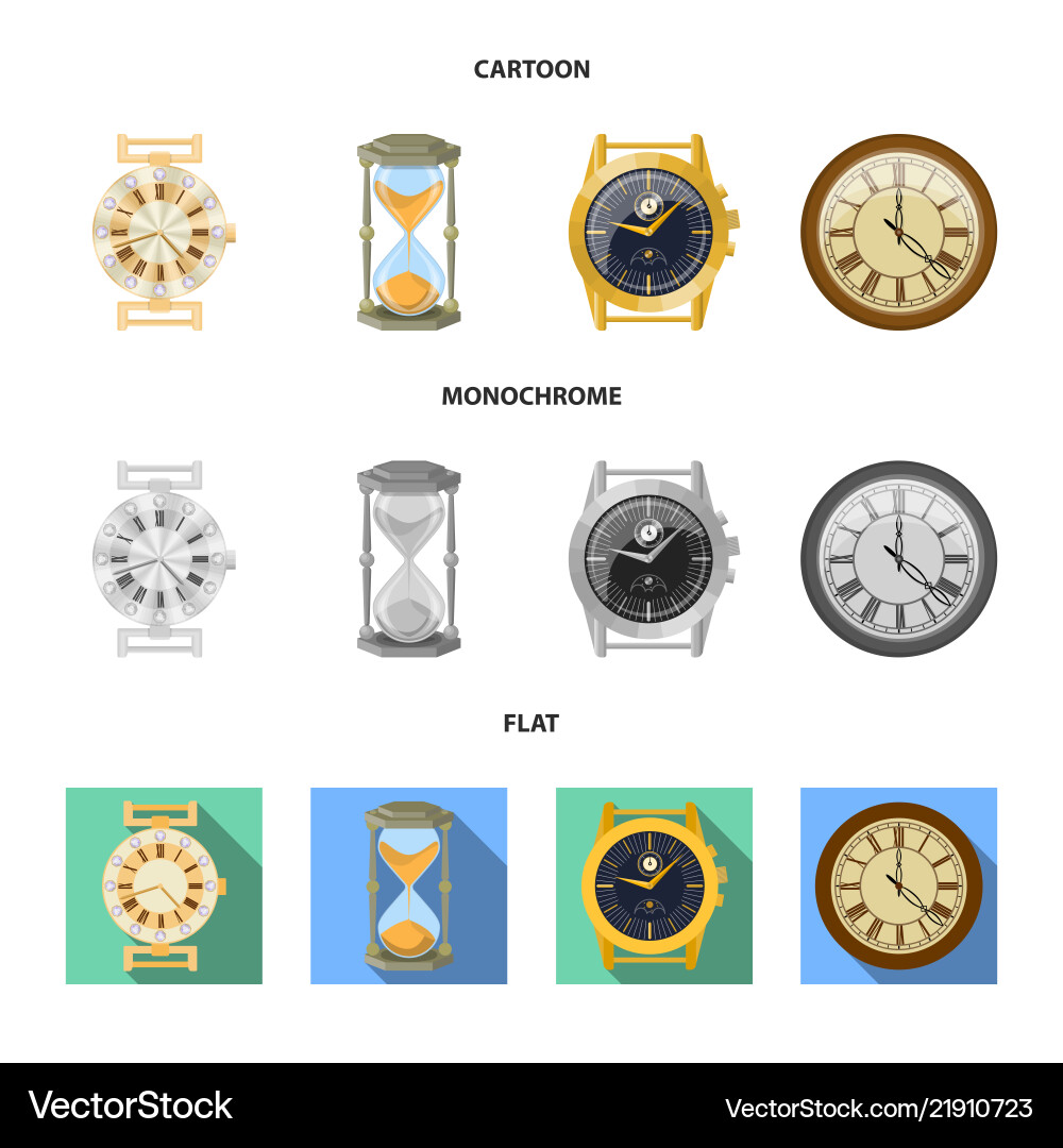 Isolated object of clock and time icon set Isolated object of clock and time icon set vector image