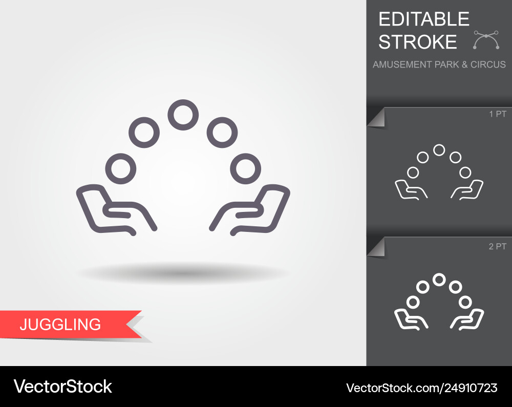 Juggling ball line icon with shadow and editable Juggling ball line icon with shadow and editable vector image