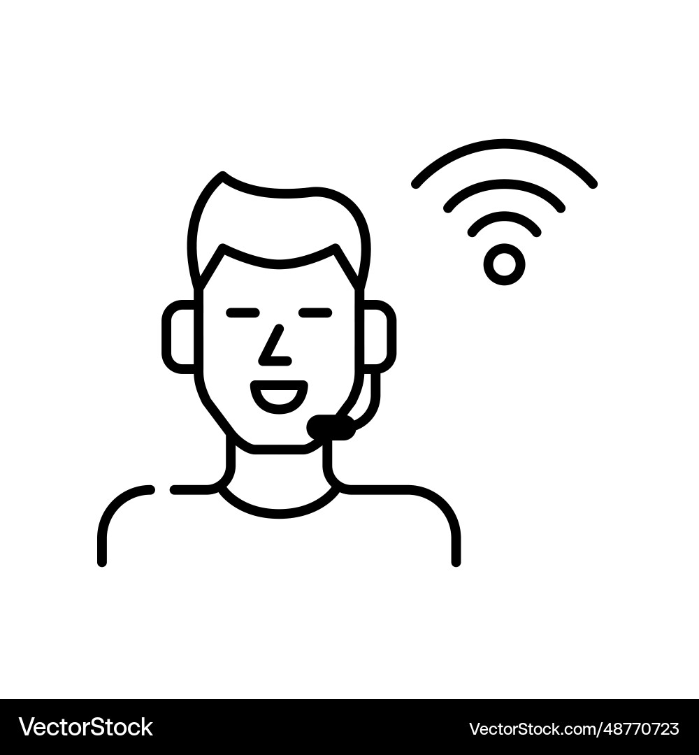 Man working at tech support desk online call Vector Image