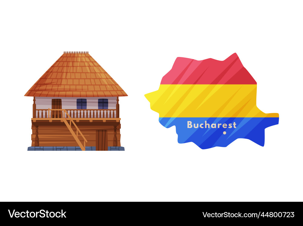 Map and boundary of romania with flag color Map and boundary of romania with flag color vector image