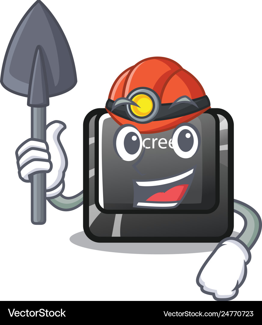 Miner button print screen isolated with cartoon Miner button print screen isolated with cartoon vector image