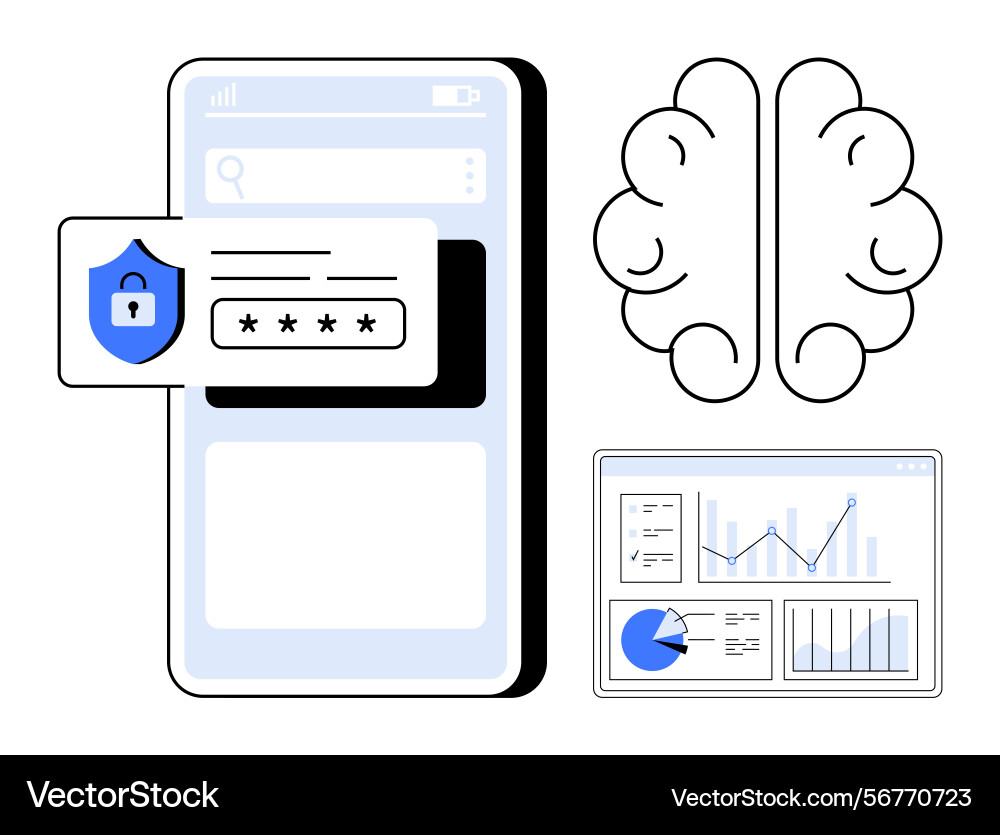Mobile Sicherheitsdatenanalyse und ai-driven Mobile Sicherheitsdatenanalyse und ai-driven vektorbild