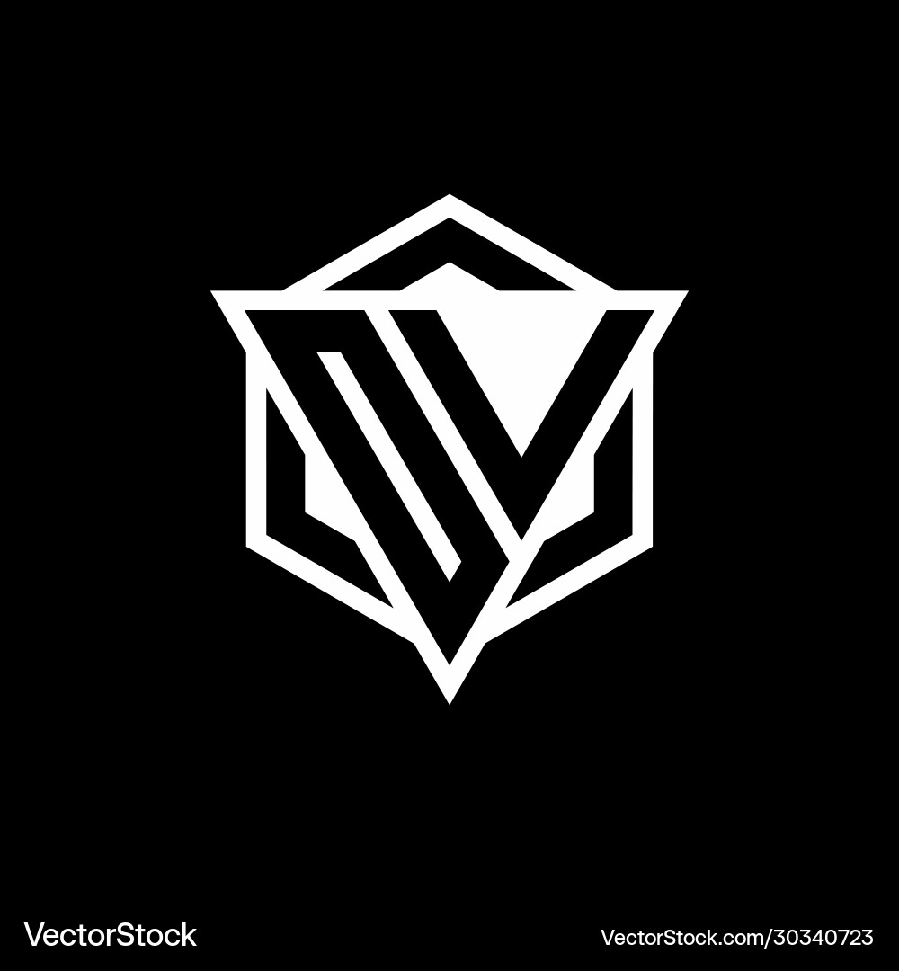 Ov logo monogram with triangle and hexagon shape Vector Image