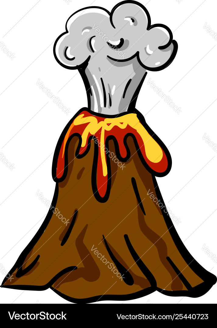 Painting volcano exploding in fiery Vector Image