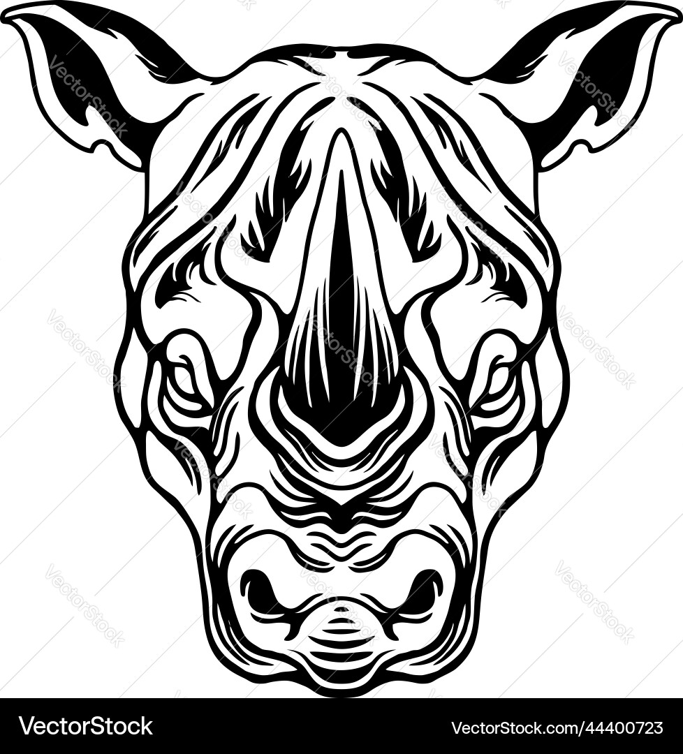 Rhino head coloring book outline – Royalty-Free Vector | VectorStock, image size:978x1080