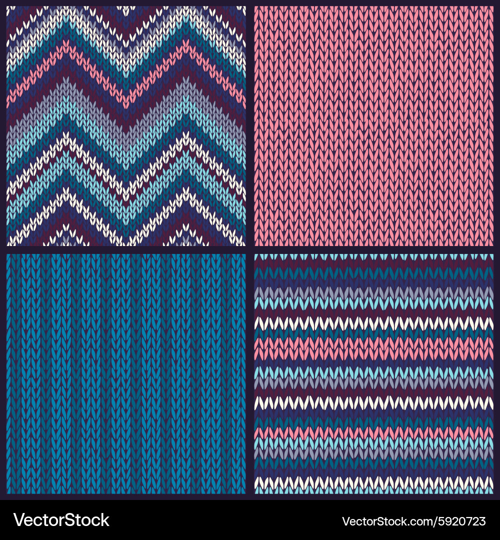 Seamless knitted pattern set collection vector image