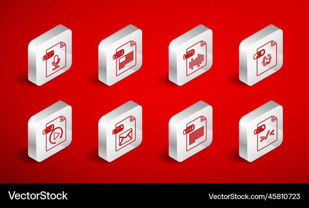 Set line xsl file document pdf wav js txt ogg Set line xsl file document pdf wav js txt ogg vector image