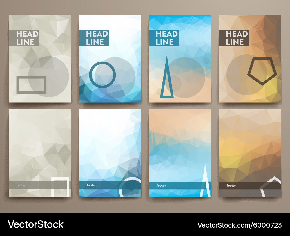 Set of abstract brochures in poligonal style vector image